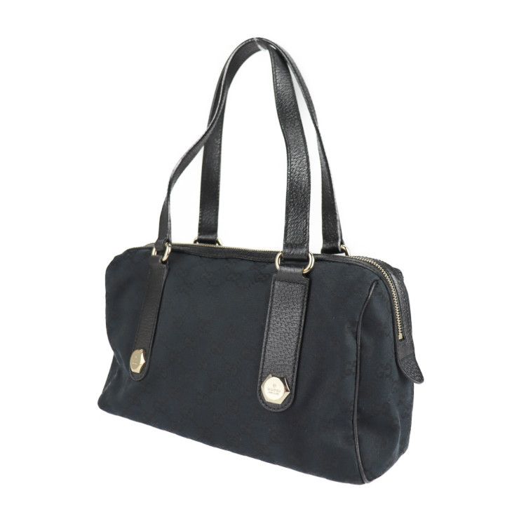 GUCCI グッチ ハンドバッグ 152457 キャンバス レザー ブラック GG