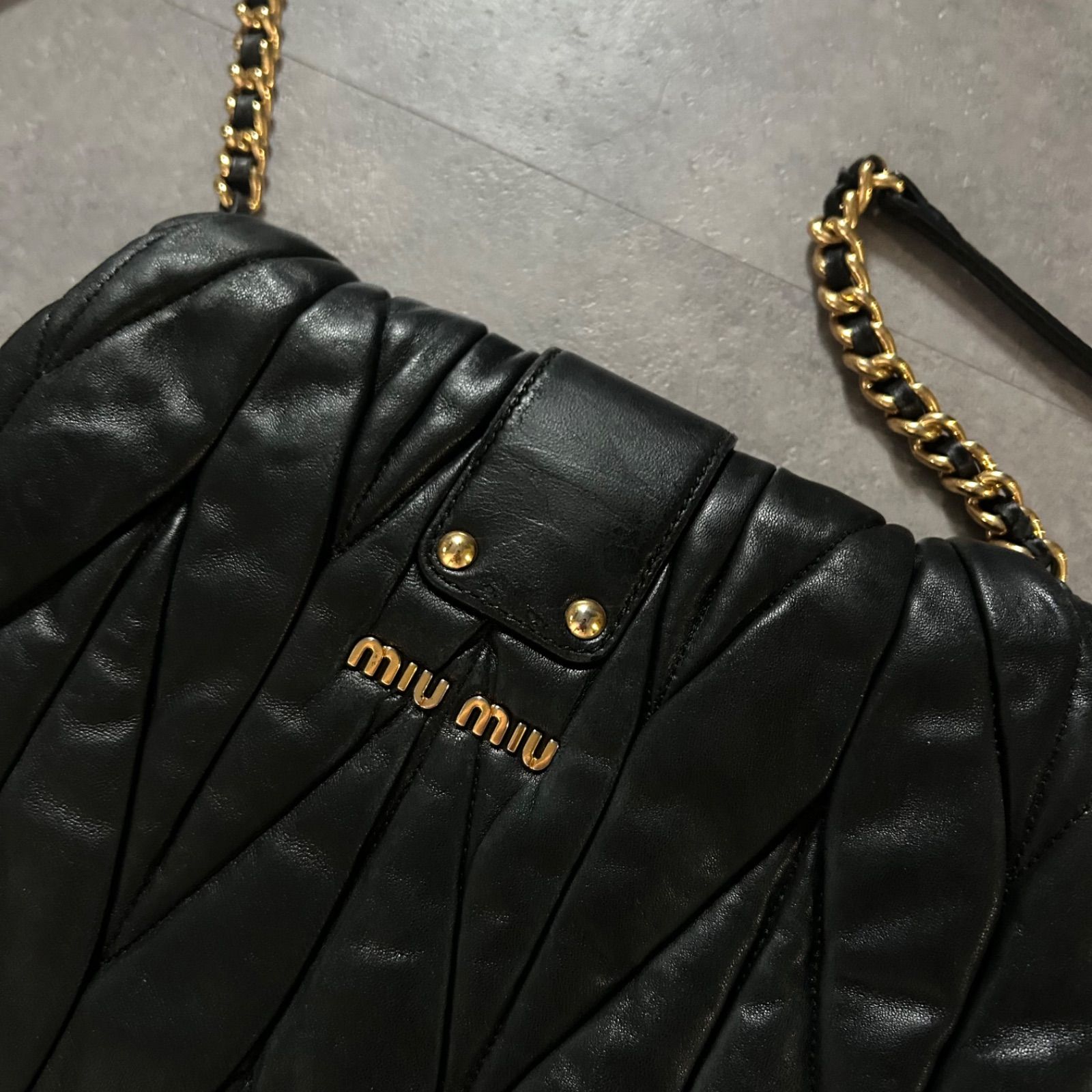 2way❗️ miumiu leather shouler bag black - メルカリ