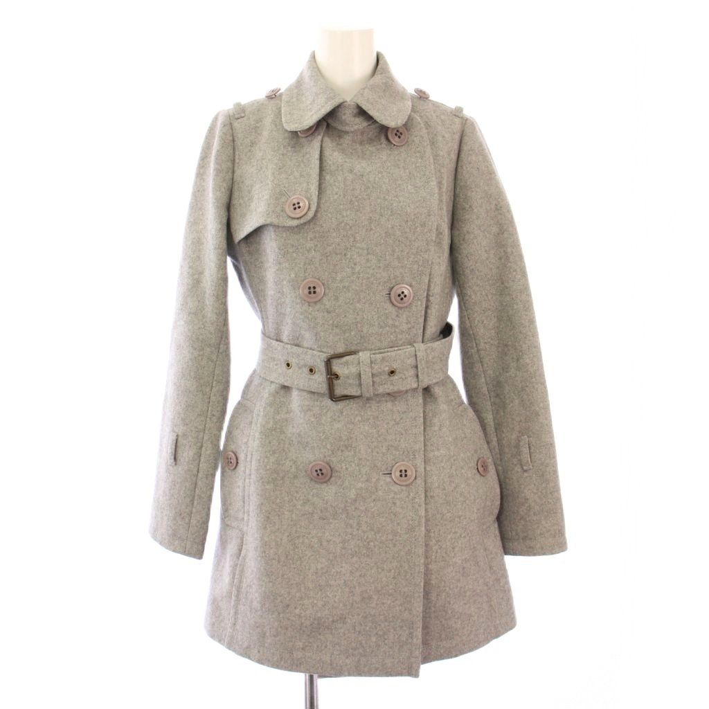 バーバリーブルーレーベル　ウール　ピーコート 38 グレー　裏地チェック Burberry グレー ウール コート 38 バーバリーブルーレーベル BURBERRY