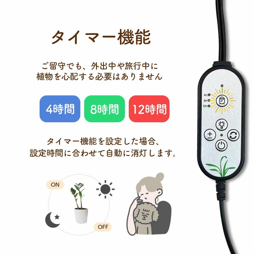 LED植物育成ライト 2頭 植物育成ライト 5段階調光 LED 植物ライト 植物育成ランプ 観葉植物用ライト 室内栽培ランプ 定時機能 タイマー 育苗ライト 観葉植物 多肉植物 3モード 5段階 調光 スタンド 付き 設置 光合成促進 thumbnail 7