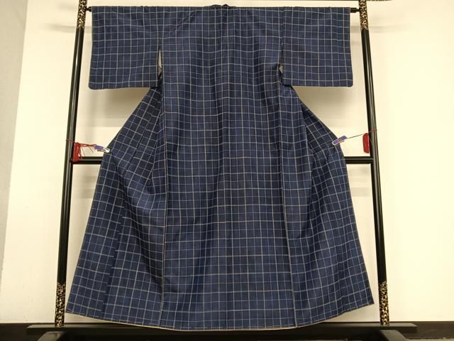 平和屋着物○上質な紬 刺し子 格子 正絹 逸品 AAAU0085np - メルカリ 