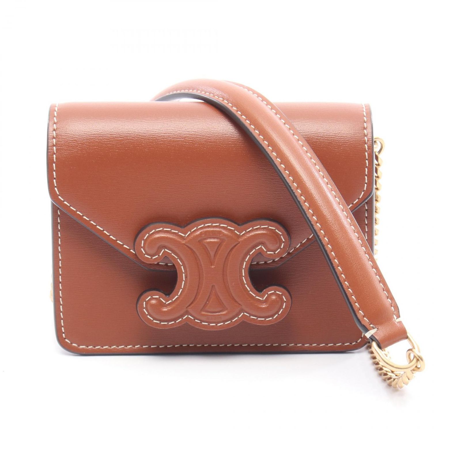 CELINE セリーヌトリオンフ チェーン ショルダーバッグ ブラウン セリーヌ CELINE ショルダーバッグ トリオンフ ブラウン