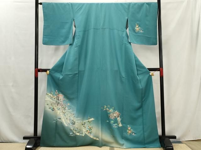 平和屋着物□訪問着 流水扇面絵巻花文 暈し染め 正絹 逸品