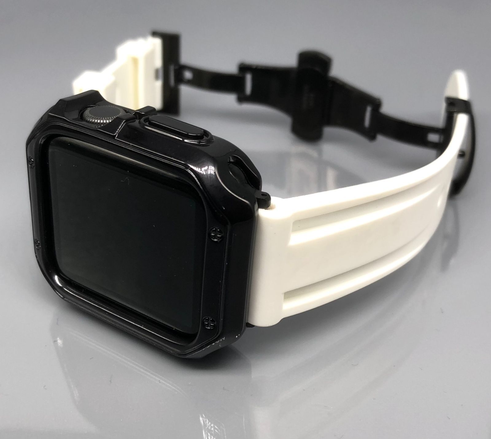 GimelZayinセット カスタム ホワイト ブラック アップルウォッチ ラバーベルト カバー　ケース メンズ レディース 38mm 40mm 41mm 42mm 44mm 45mm 46mm 49mm メンズ レディース Apple Watch バンド