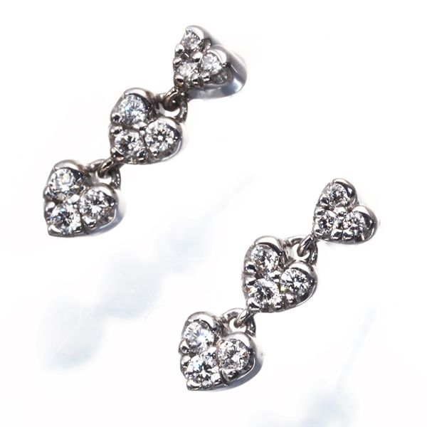 Ponte Vecchio ハート ダイヤ ピアス Ponte Vecchio ポンテヴェキオ K18PG ダイヤモンド ハート