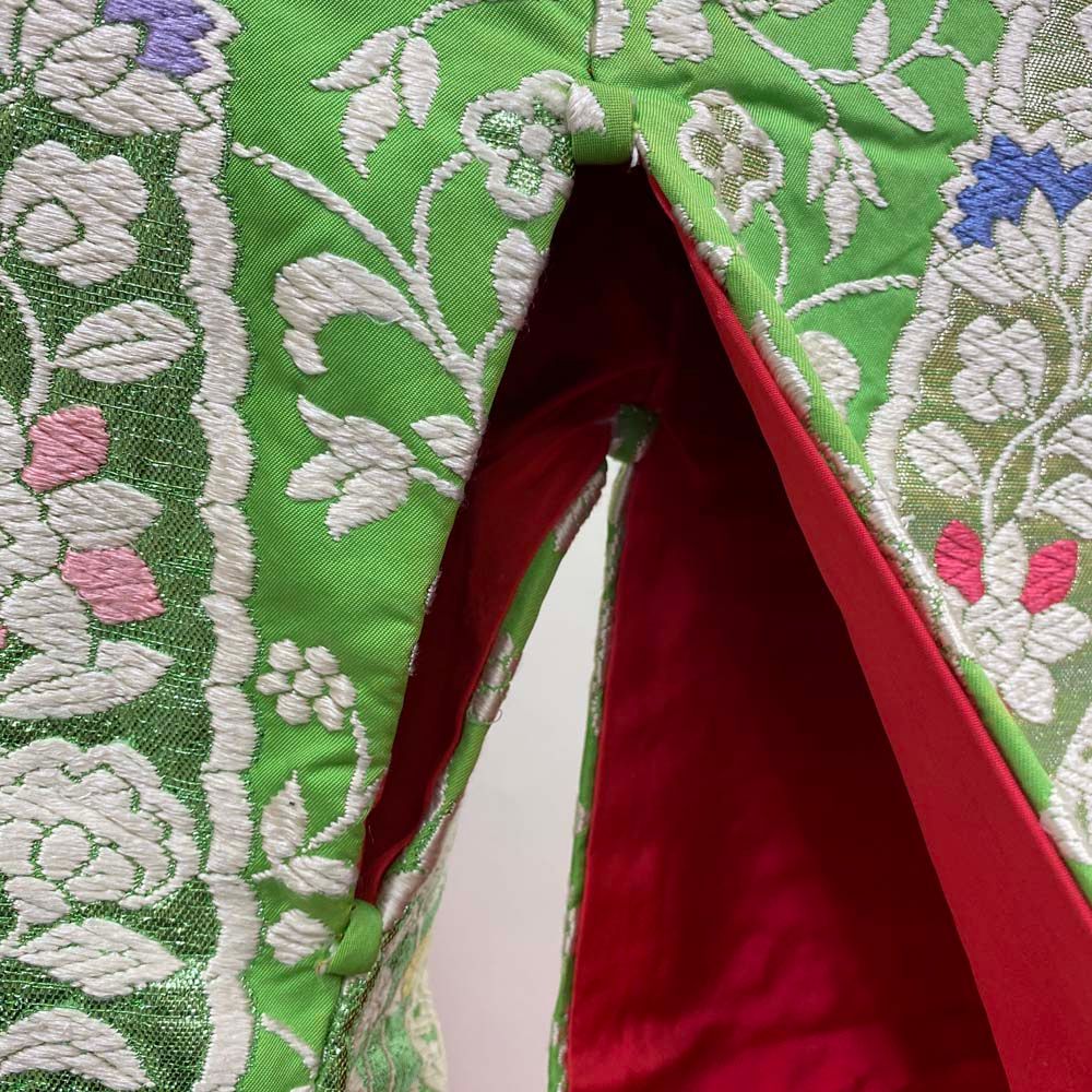 色打掛 正絹 鶴 刺繍 緑 打掛 Lサイズ 裄68 花嫁衣裳 婚礼 色打掛 正絹 鶴 刺繍 緑 打掛 Lサイズ 裄68 花嫁衣裳 婚礼