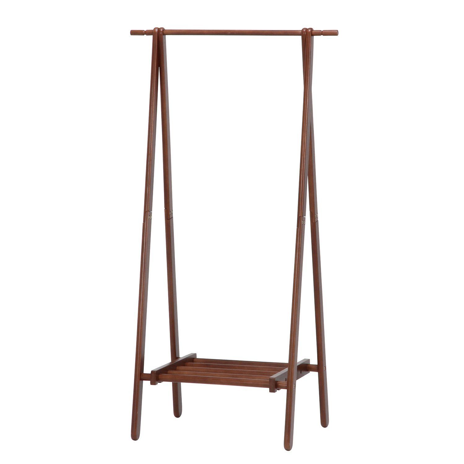 天然木 玄関収納 棚付き 15192 ブラウン 幅80×奥行45×高さ147.8cm 木製 スリム ハンガーラック コートハンガー 不二貿易 Fujiboeki