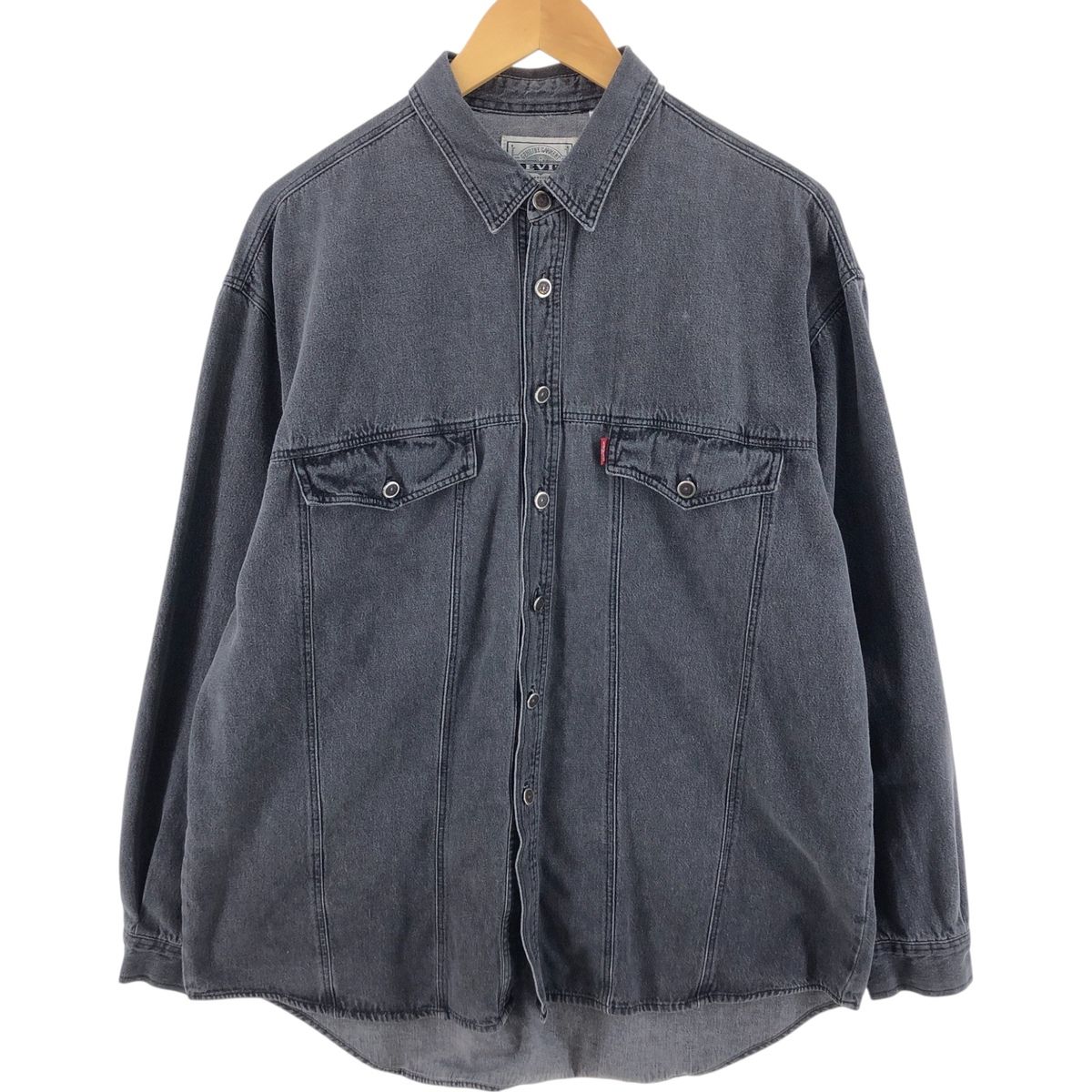 古着 90年代 リーバイス Levi's 長袖 ブラックデニムシャツ メンズL相当 ヴィンテージ/eaa510621