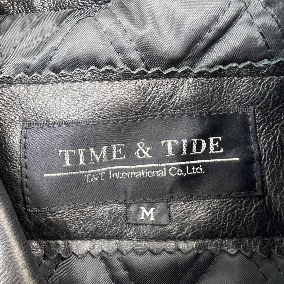 メンズ time & tide ブラック レザージャケット M