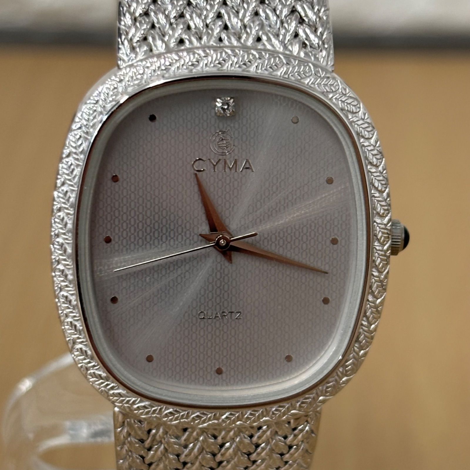 ペア】CYMA シーマ 4Pダイヤ スクエア 腕時計 時計 クォーツ シルバー