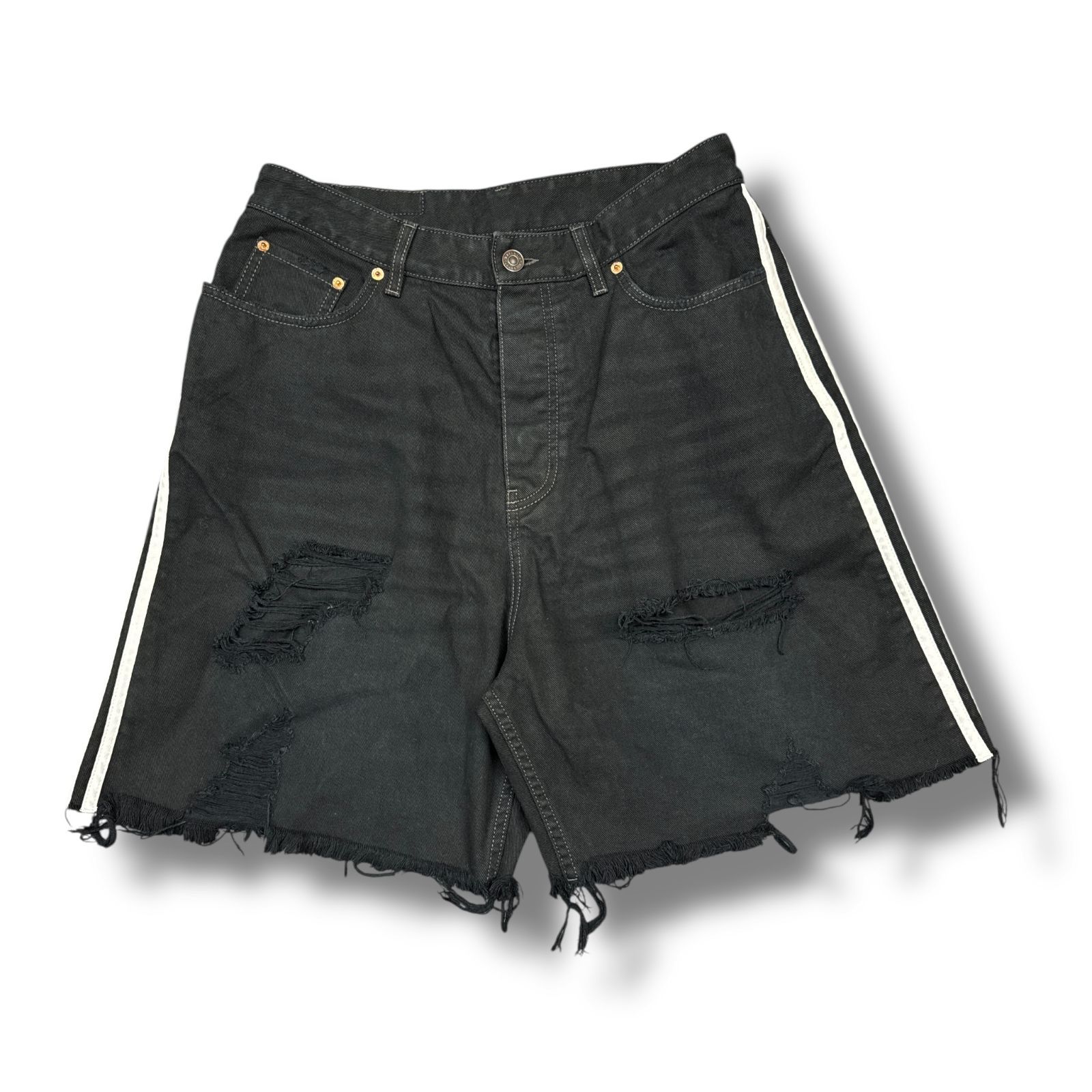 三連休セール！balenciaga × adidasデニムショートパンツダメージ 国内正規 BALENCIAGA × adidas 23SS Baggy Short Pants