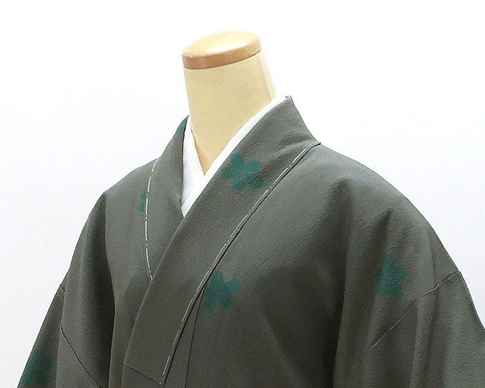 美品未着用 辻村寿三郎落款 絽縮緬 夏着物 正絹“優しい涼味と萩”小紋 K-47 小紋 未使用 正絹 辻村寿三郎 ジュサブロー 身丈160cm 裄丈64.5