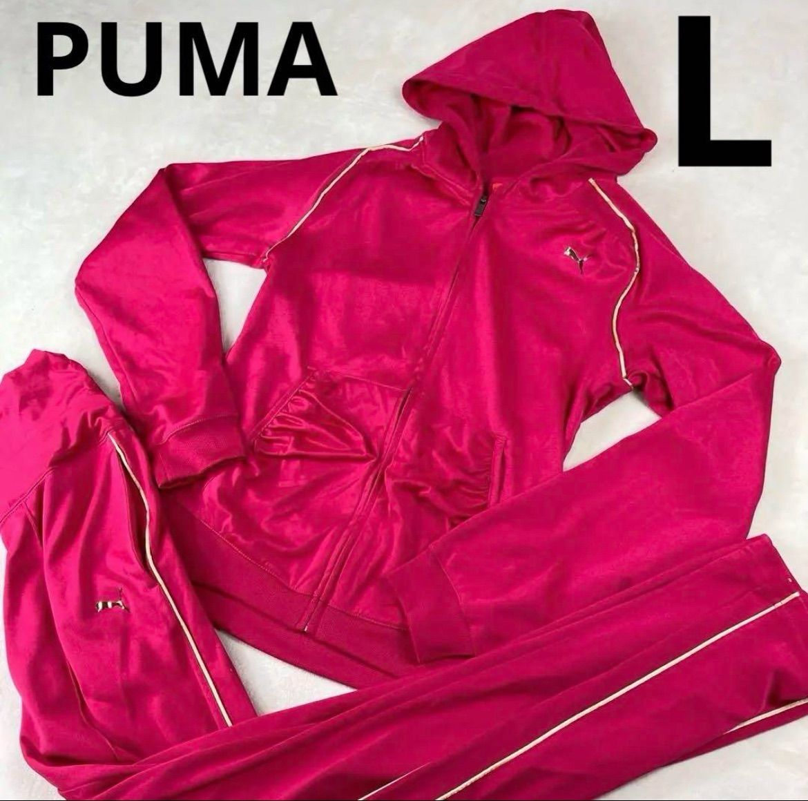 PUMA プーマ 希少 ピンク ロゴ ジャージ セットアップ S M ライン PUMA プーマ 希少 ピンク ロゴ ジャージ セットアップ S M ライン