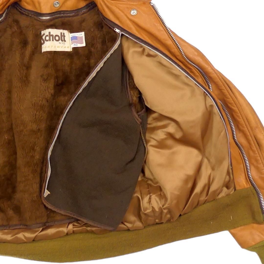 Schott　size40　G-1　レザージャケット　シングルライダース　茶色 Schott N.Y.C (ショット) 70's シングル ライダース レザー
