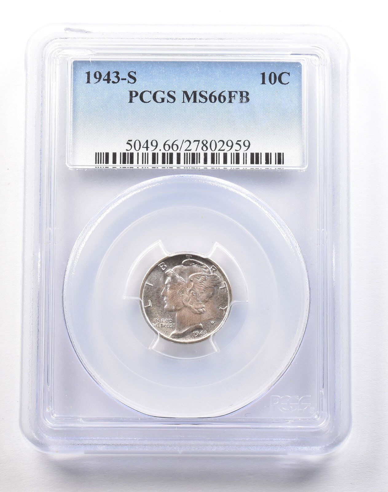 1943-S マーキュリーダイム MS66 FB PCGS グレート *1855