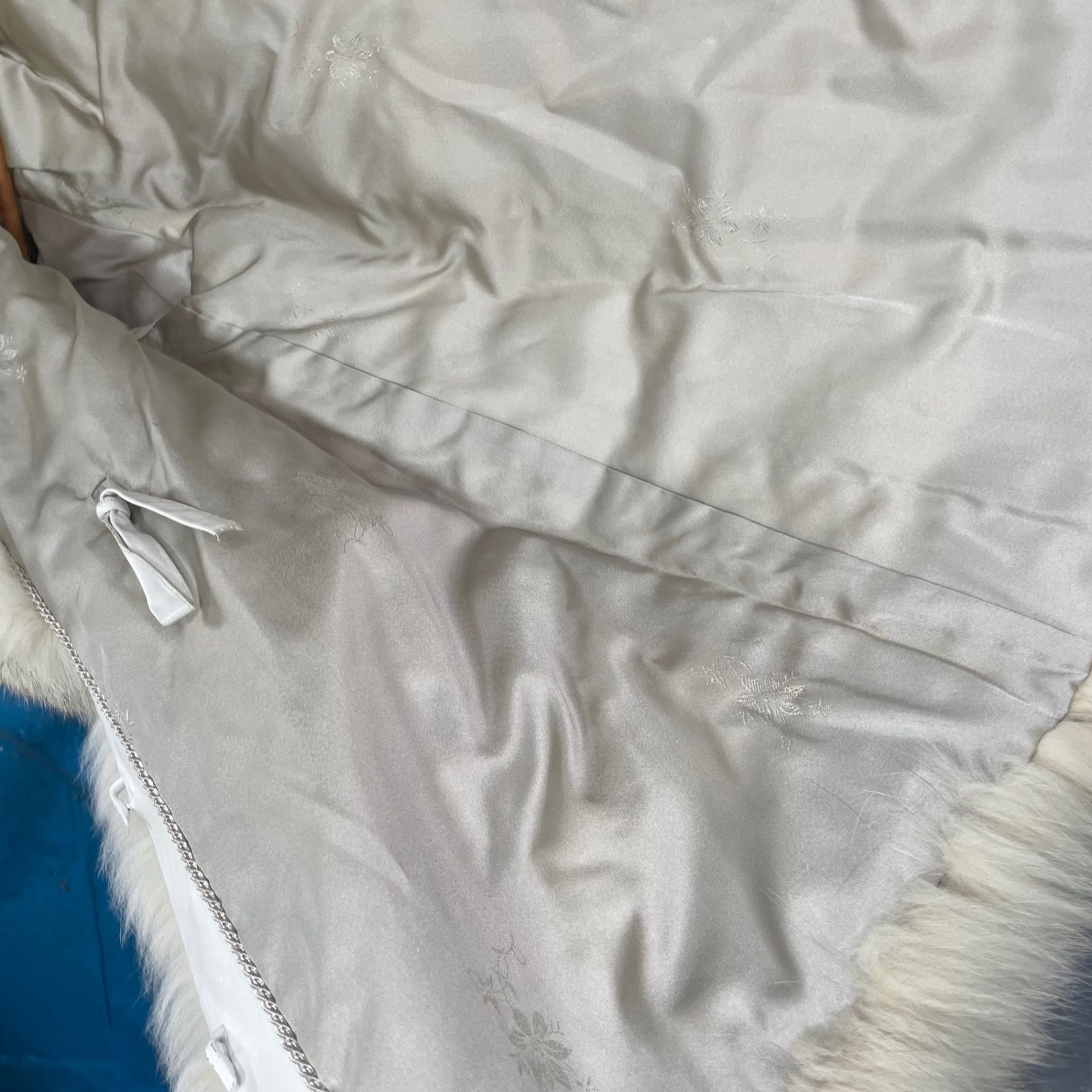 ○総丈77cm ブルーフォックス エンバ ファーコート Lサイズ相当