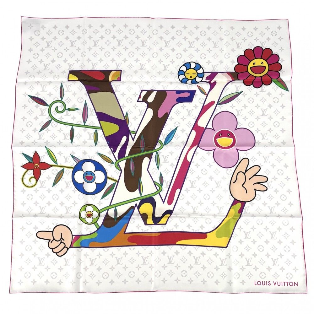 ルイヴィトン スカーフ 村上隆 LV × TM カレ90・スーパーフラット