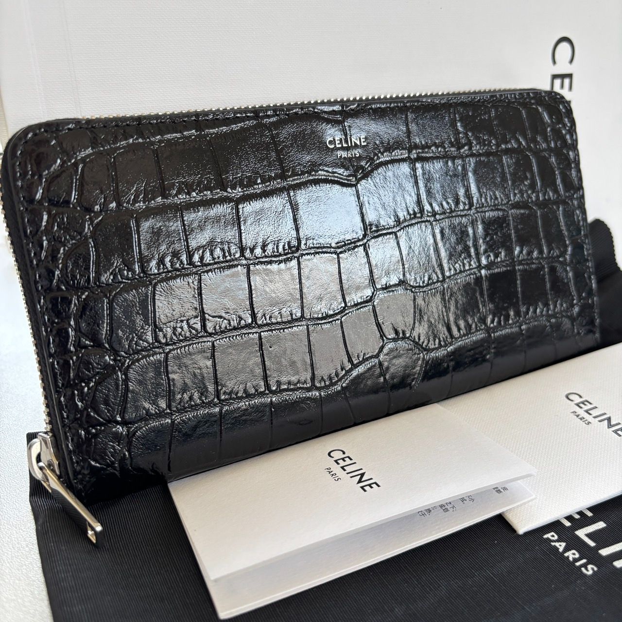 未使用級【参考定価】￥102,300 セリーヌ/CELINE クロコ ラージ