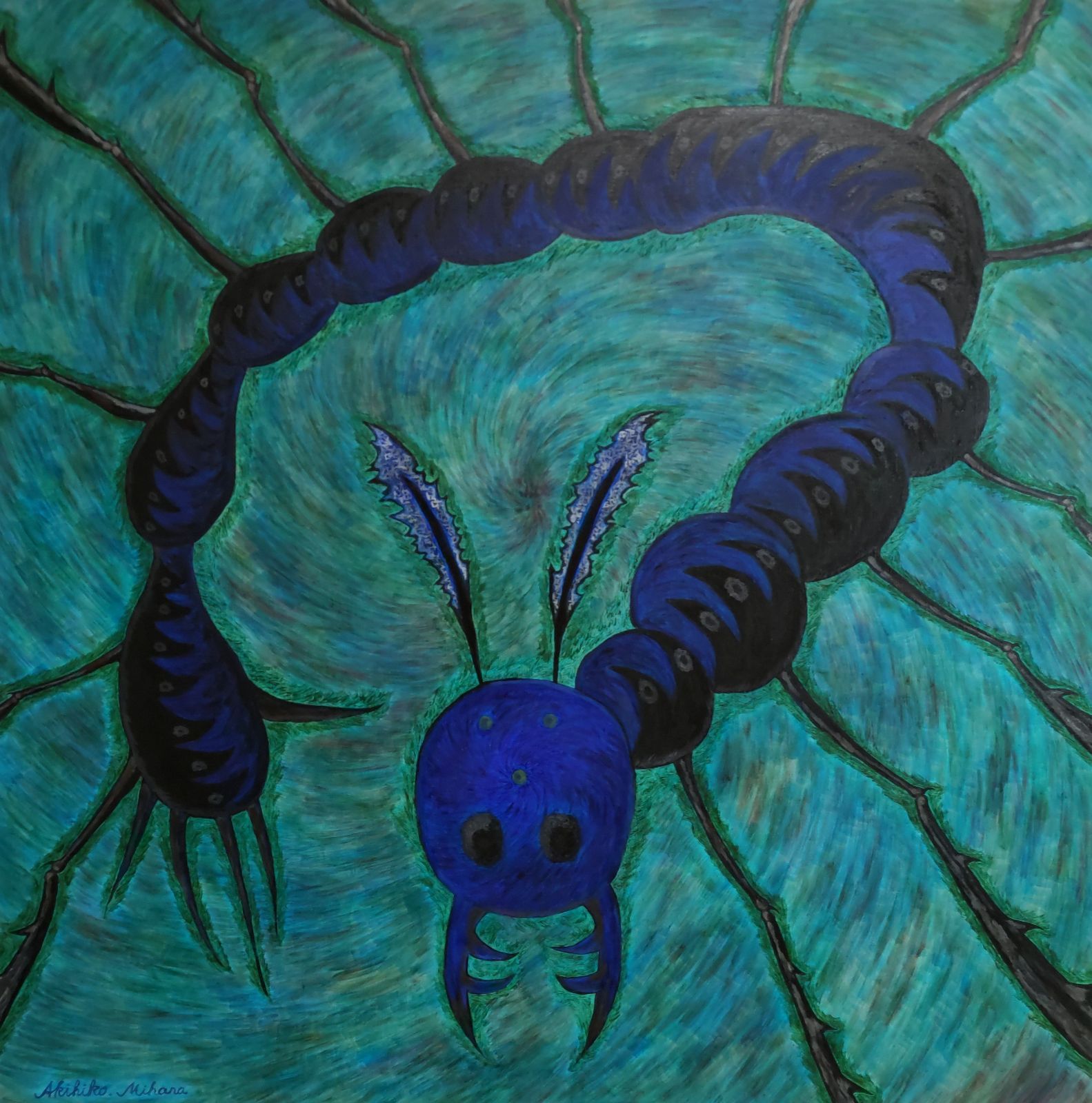 三原彰彦 サロン・ドトーヌ入選作家 油彩画 [KODAICYU] 油絵 虫 昆虫