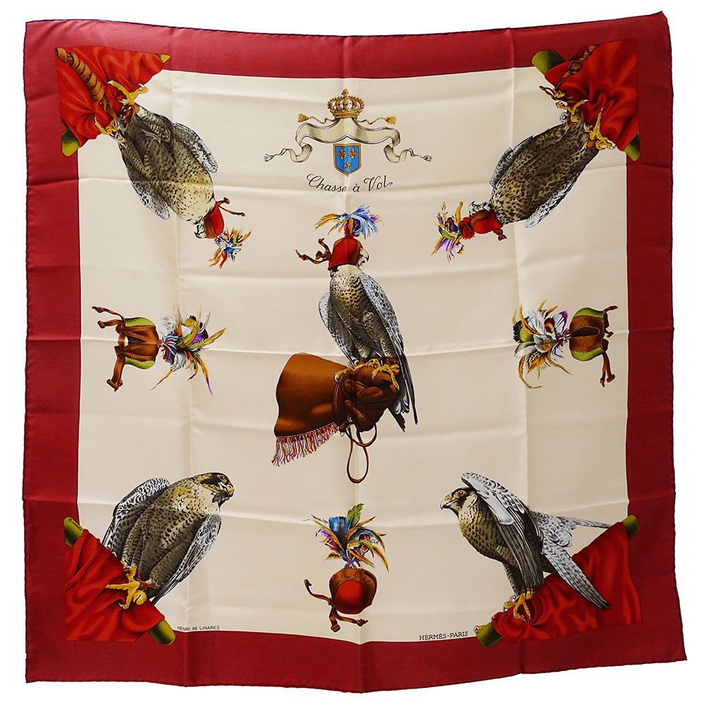 HERMES エルメス　カレ90 L’hiver スカーフ　ボルドー エルメス HERMES スカーフ カレ90 HENRI DE LINARES chasse a