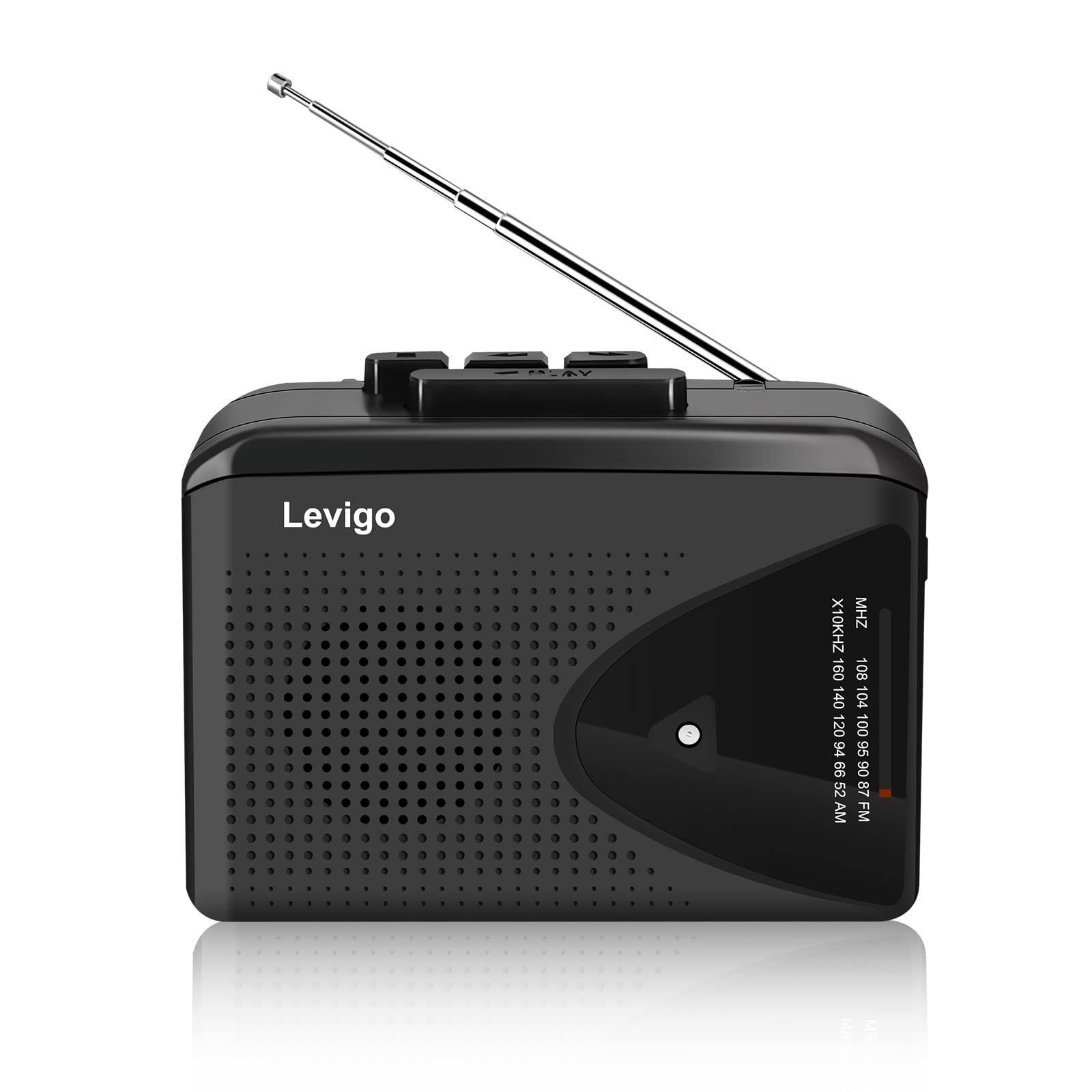 ポータブルカセットプレーヤー＆AM/FMラジオ、軽量、USBケーブル付き、黒色 Amazon.co.jp: Levigo カセットプレーヤー カセットテープ