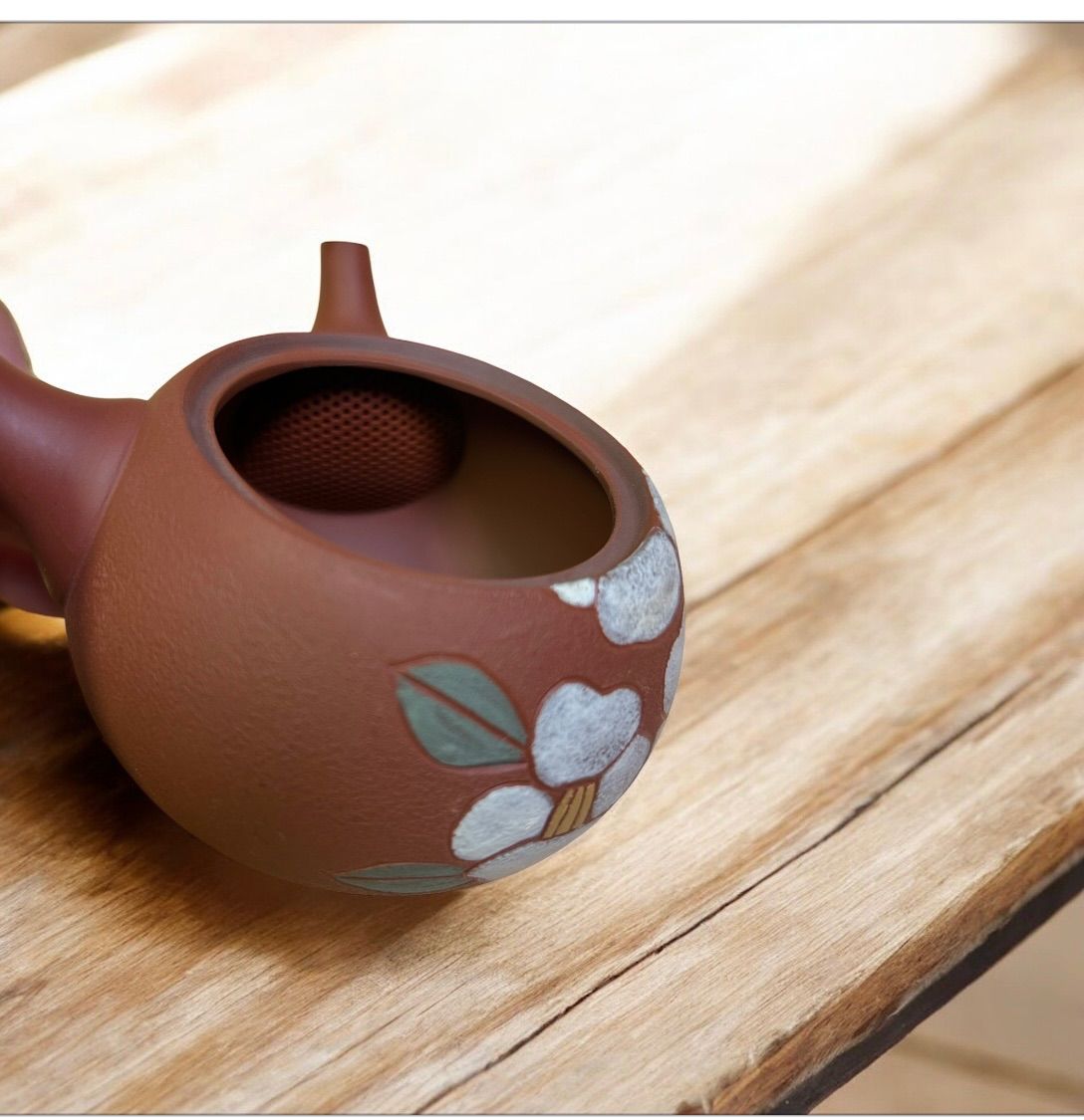 常滑焼横手急須 常滑焼 朱泥 蛙摘 横手急須 V 7638 常滑焼