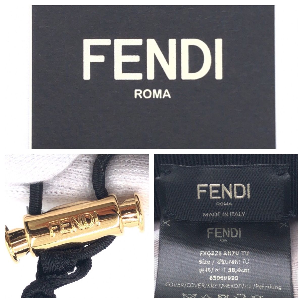 美品 FENDI フェンディ ズッカ柄 ブラック 黒 ナイロン FXQ825  