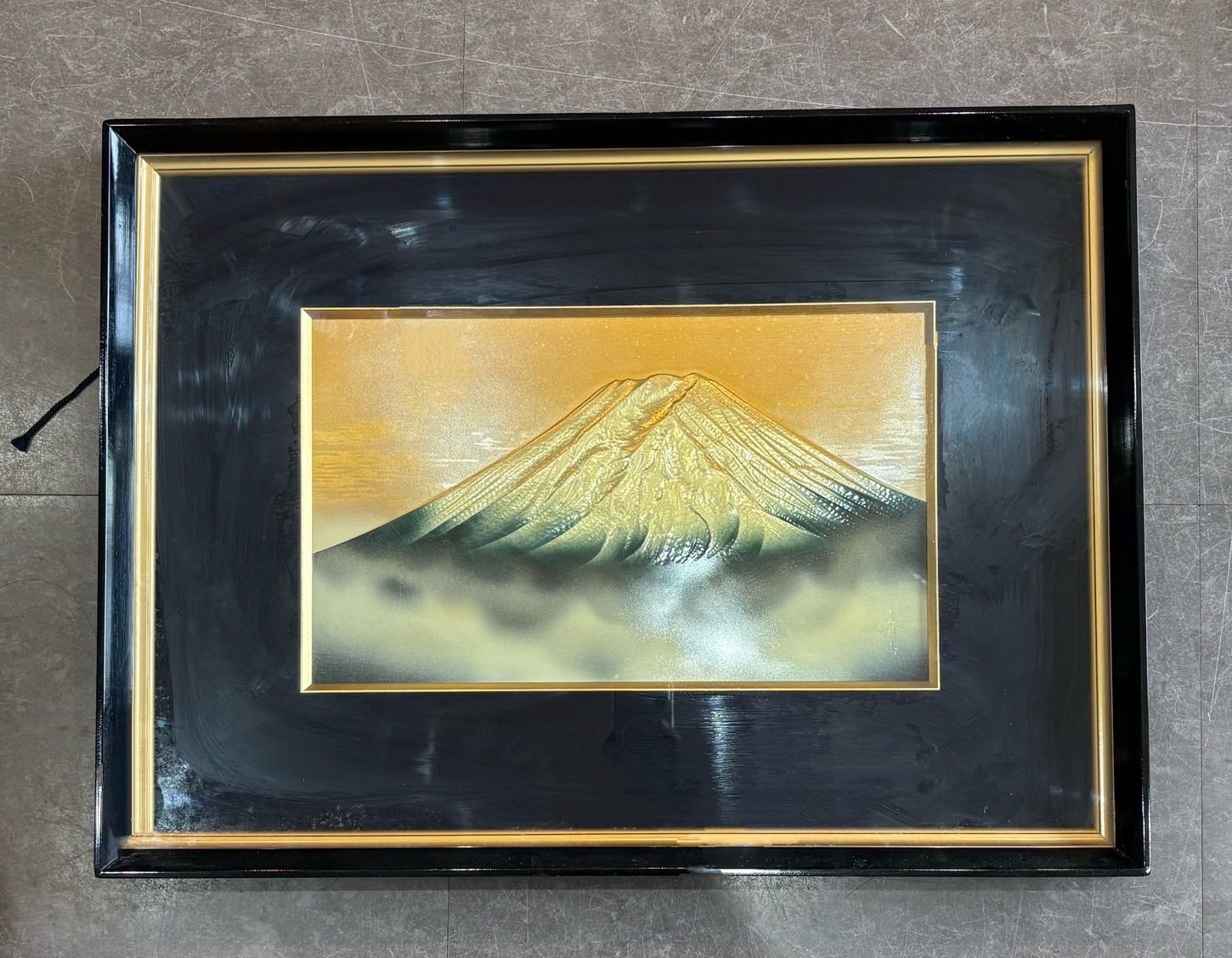 富士山 彫金 額縁 春山作 飾り絵 立体 昭和レトロ インテリア