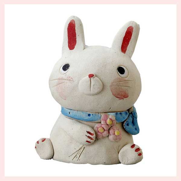 ぬいぐるみ・人形・置物 陶器製置物 手作りのウサちゃん（大） K5855