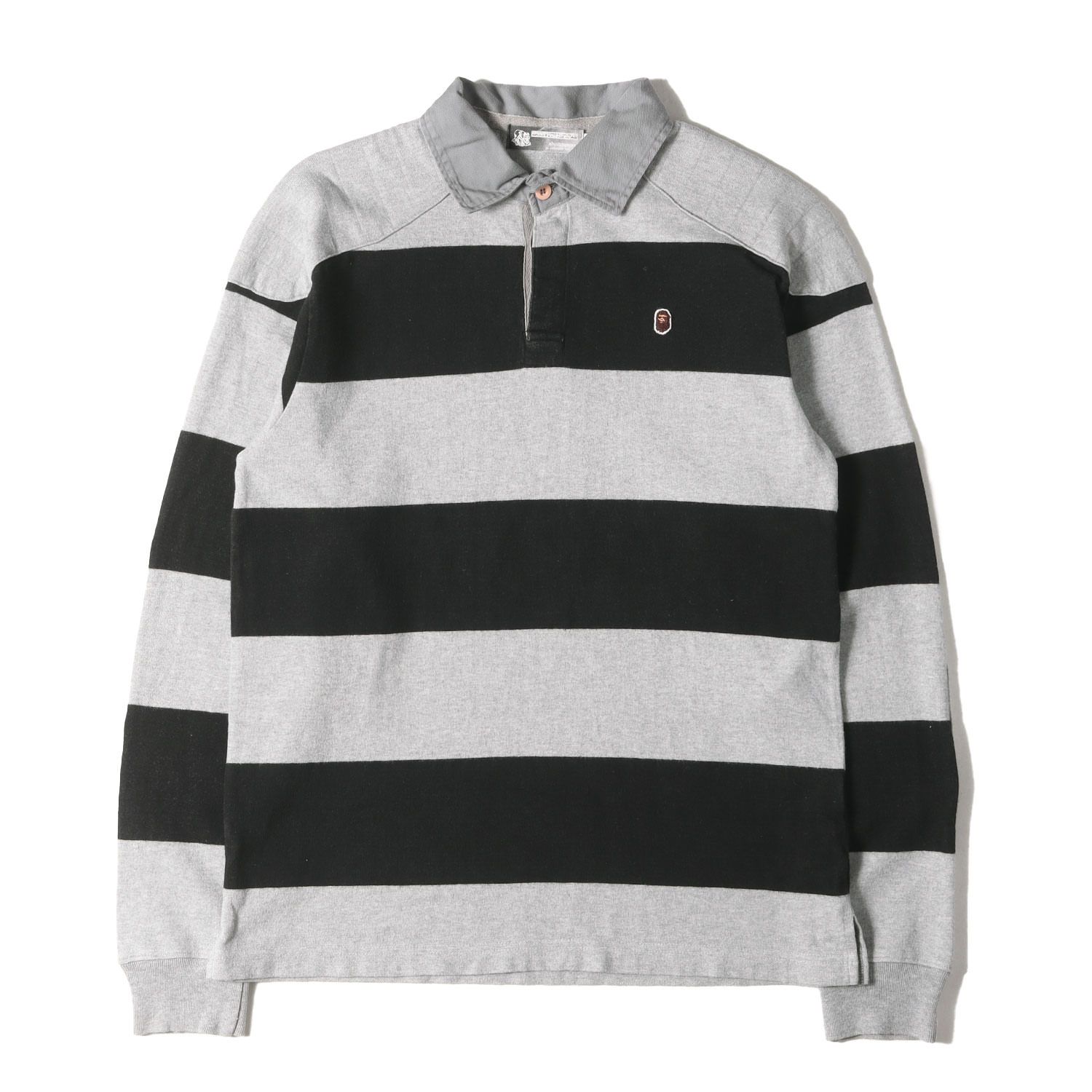 A BATHING APE ア ベイシング エイプ ラガーシャツ グレー ブラック