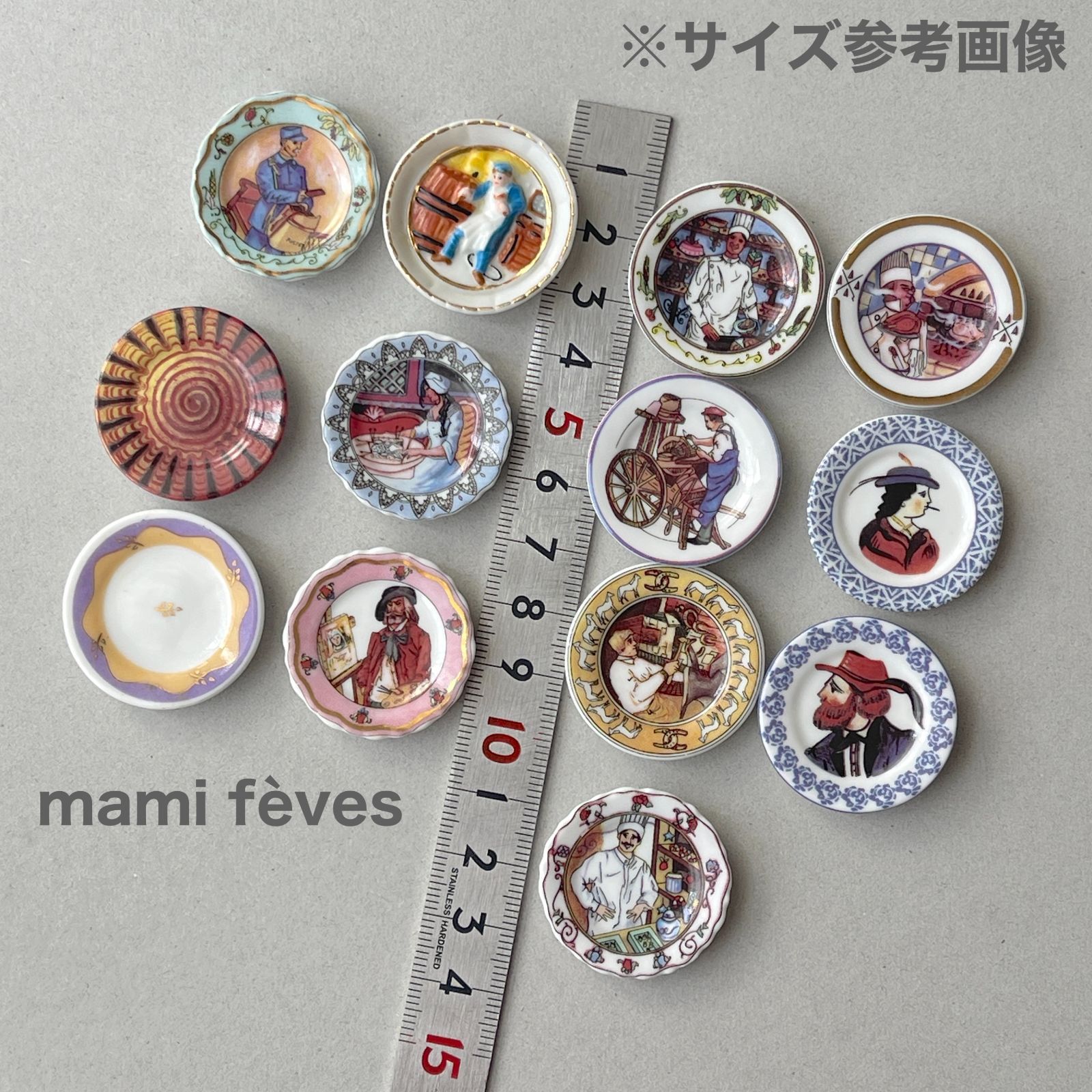 モーツァルト　フェーブ　フェーヴ　フランス　陶器　ミニチュア　置物 フェーヴ 絵皿 〈樽職人〉 フランス フェーブ ミニチュア陶器 m-0229