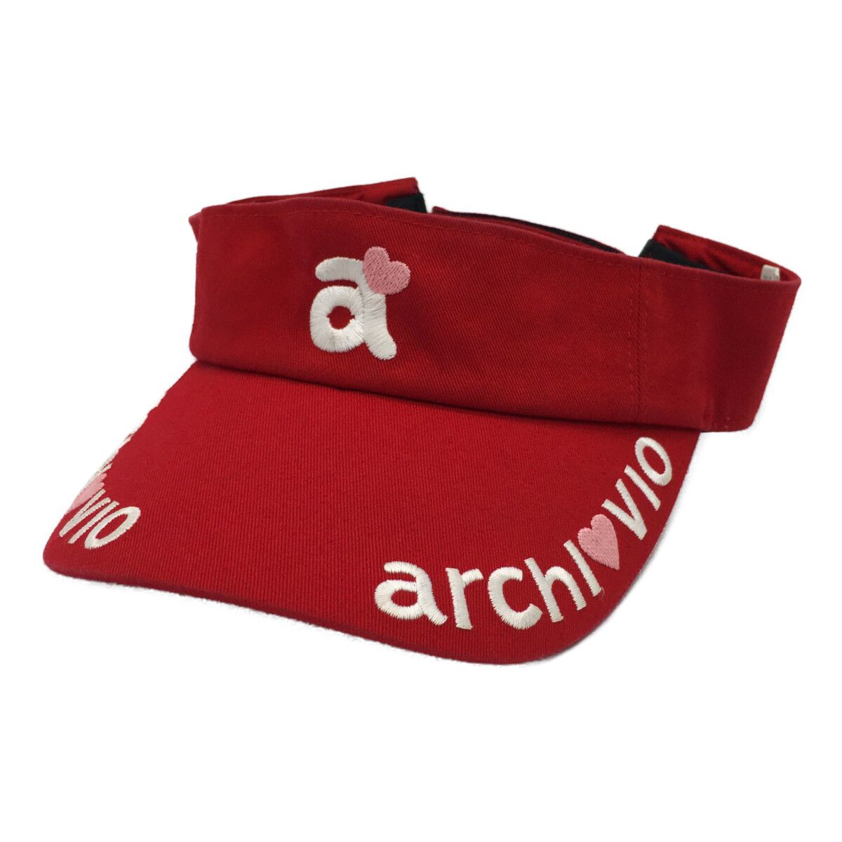 archivio - coco 未使用品 アルチビオ archivio サンバイザー フリー 57cm 赤  レッド ロゴ刺しゅう coco 中古 アルチビオ archivio サンバイザー フリー 赤 レッド