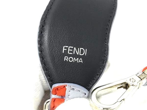 ■美品■ FENDI フェンディ ストラップユー スエード×レザー バッグ用 ショルダーストラップ ブルーグレー系×レッド系 FM8599 □美品□ FENDI フェンディ ストラップユー スエード×レザー バッグ用