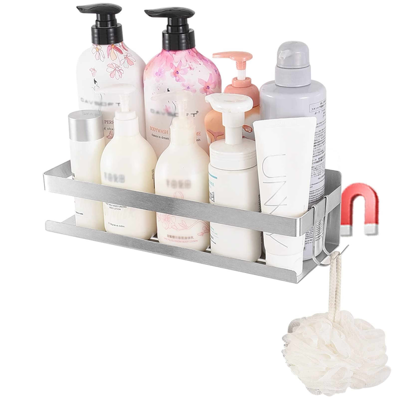 マグネット お風呂の壁に ステンレス 浴室用ラック シャワーラック ラック 水切り 風呂場洗面所収納 バスルーム フック付き