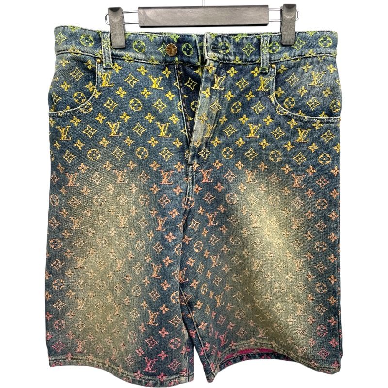 ルイ ヴィトン LOUIS VUITTON レインボーモノグラムデニムハーフパンツ HOD77W ブルー コットン メンズ ショートパンツ