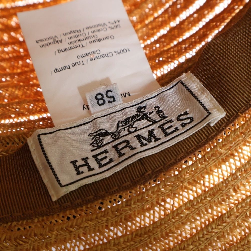 HERMES エルメス ハット 茶系 58 4103523J0091 HERMES (エルメス) 麦わら帽子 ハット ブラウン サイズ58 - メルカリ