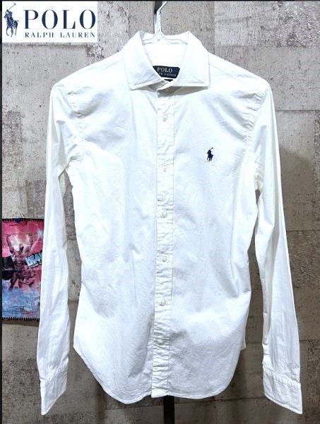 レディース 正規 ポロラルフローレン SLIM FIT ストレッチ 長袖 シャツ 白 4 ホワイト ワンポイント POLO RALPH LAUREN