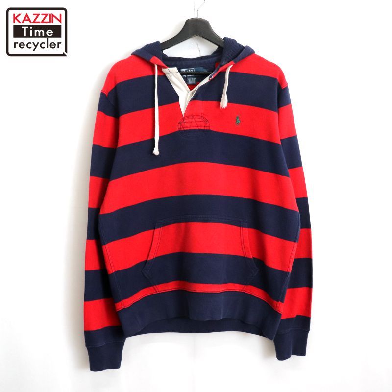 90s vintage RALPH LAUREN ボーダー柄 ラガー スウェット パーカー