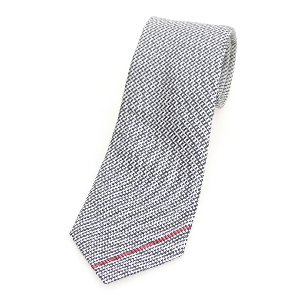 グッチ GUCCI シルクコットン ハウンドトゥース柄ネクタイ ダークネイビーxホワイト メンズ