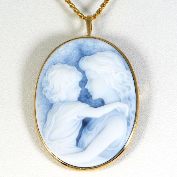 14K YG ネックレス NECKLACE ストーンカメオ 総重量約10.7g 約40cm