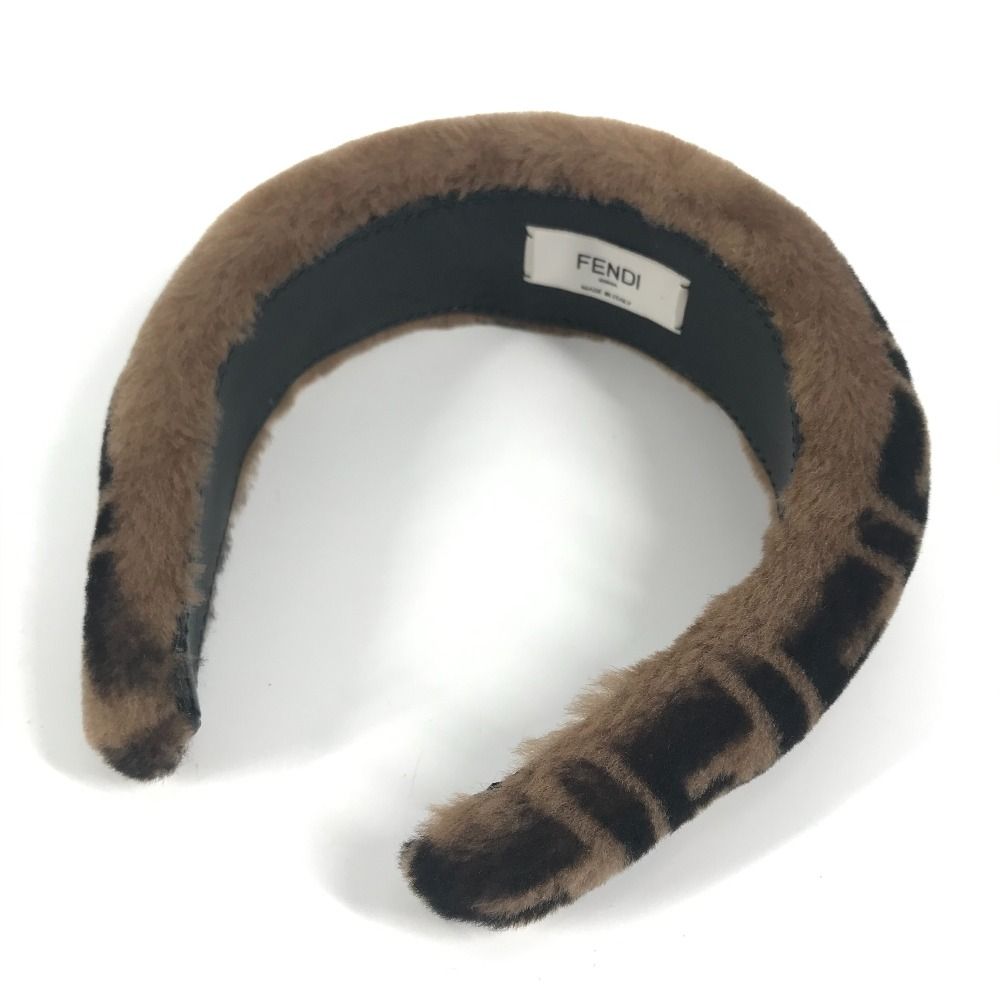 FENDI フェンディ カチューシャ ロゴ ズッカ ファー ブラウン FENDI