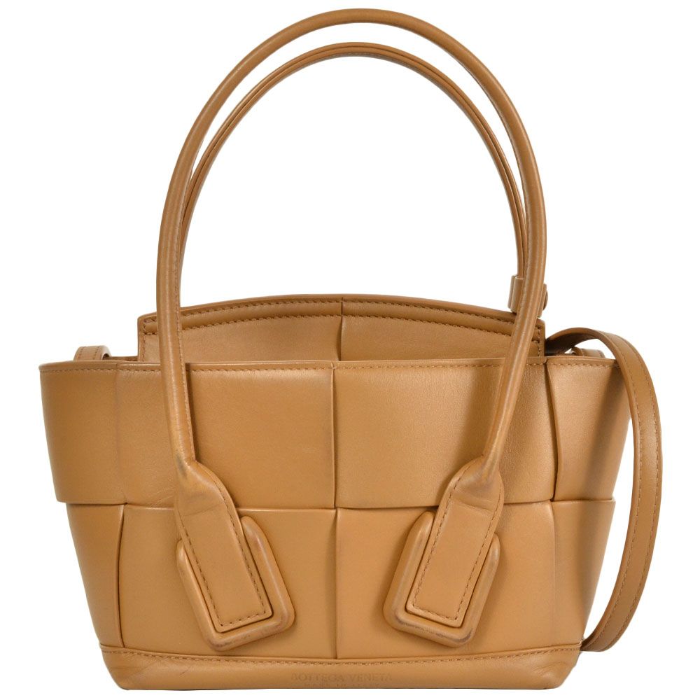 BOTTEGA VENETA ブラウン レザー ハンドバッグ ボッテガヴェネタ マキシイントレチャート ブリック カセット