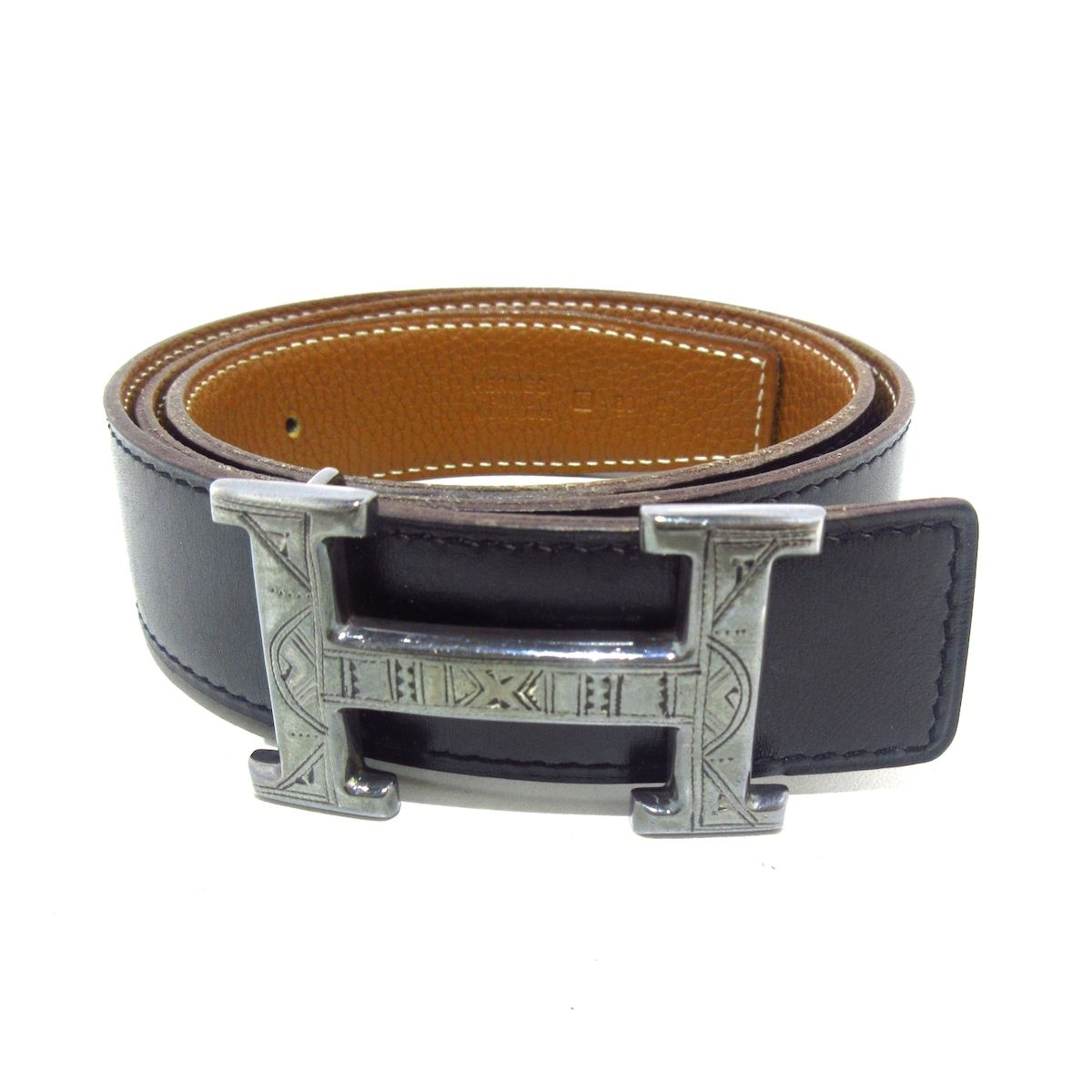 HERMES エルメス ベルト ブラック×ブラウン 80 (HERMES HERMES エルメス ベルト ブラック×ブラウン 80 (HERMES