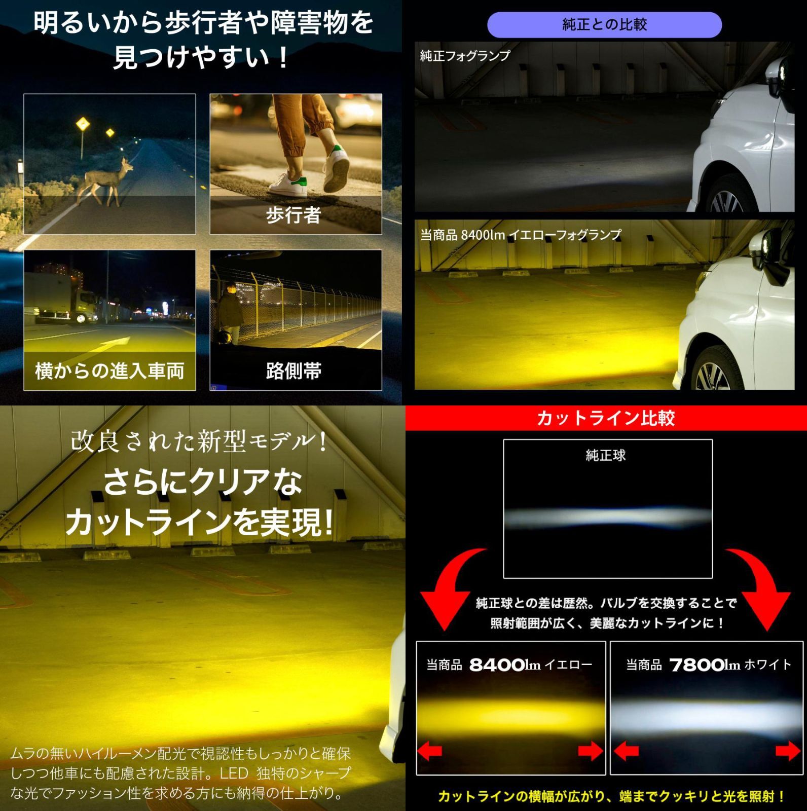 新型RAV4 L1b イエロー LEDフォグ 実測15000LM ロイヤルガード RAV4