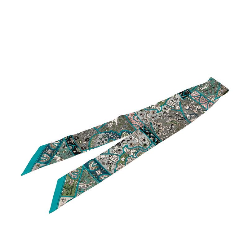 エルメス ツイリー Au Pays des Oiseaux Fleurs 花咲く鳥たちの国で ブルー マルチカラー シルク レディース HERMES 1-0231508