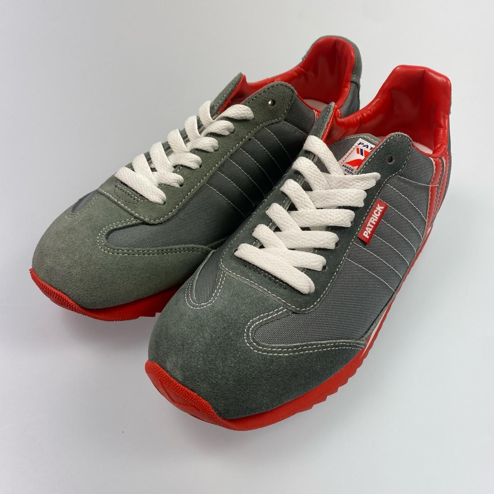 PATRICK スエード スニーカー グレー/レッド 24-24.5cm/ 38 PATRICK スエード スニーカー グレー/レッド 24-24.5cm/ 38