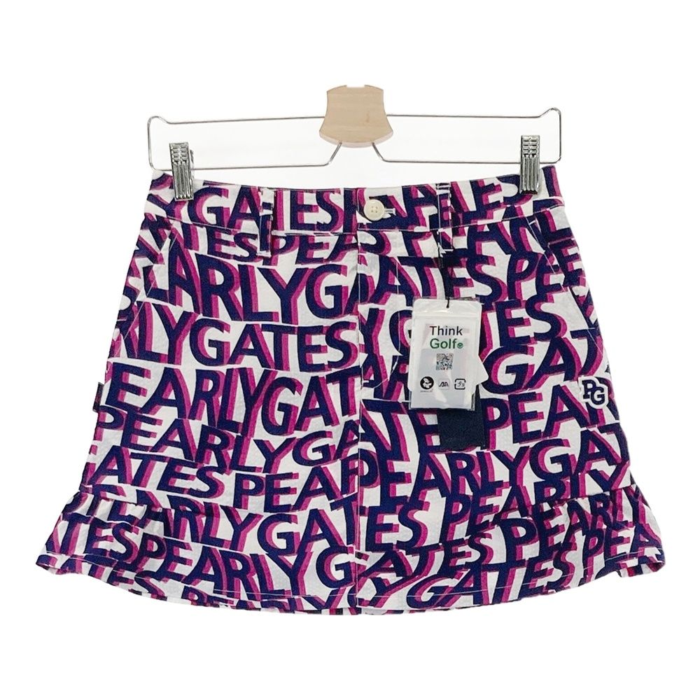 サイズ 0 PEARLY GATES パーリーゲイツ 055-2234706 スカート シアサッカー ロゴ 総柄 ホワイト系 240101535104 ゴルフウェア レディース ストスト