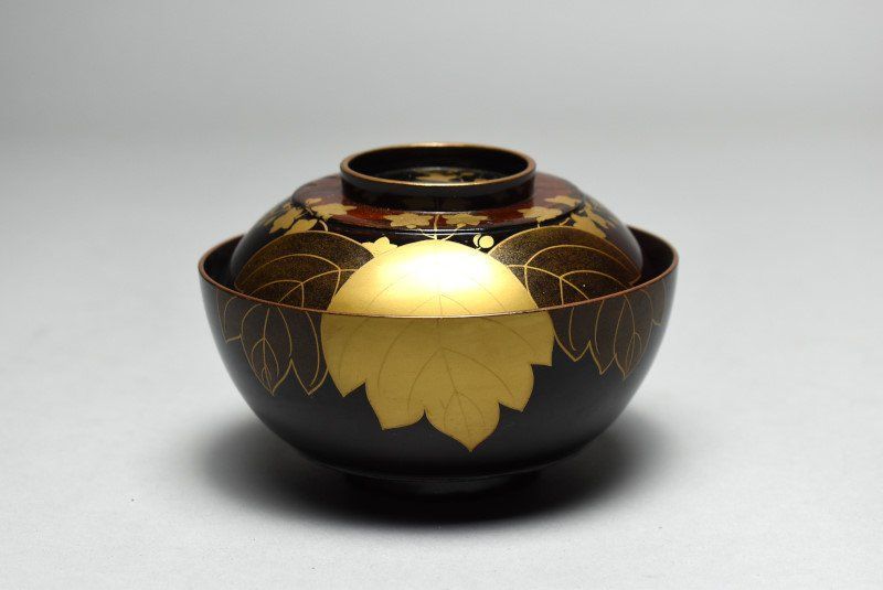 蔵A4224b 時代 蒔絵桐文 吸物椀 汁椀 十客 WWW_IBETON_RU