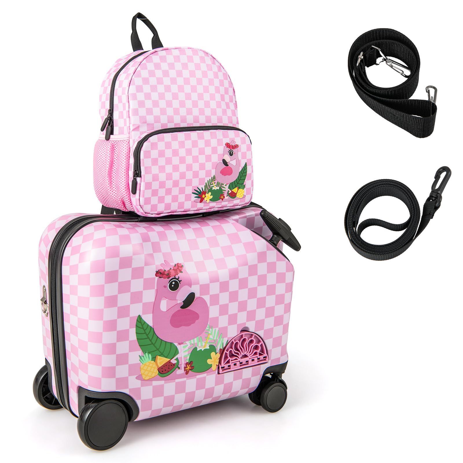 XXX☆子供乗れる キャリーケース キッズトラベル Mサイズチェリーピンク Amazon | [キッズトラベル] ベビーカーキャリーケース 子供が
