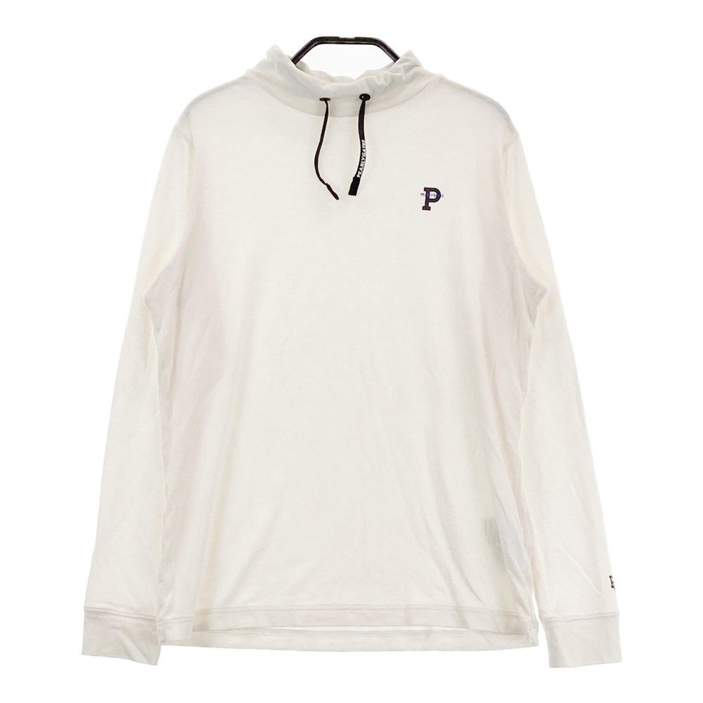 サイズ：0 PEARLY GATES パーリーゲイツ 2024年モデル フロントロゴ ハイネック 長袖Tシャツ  ホワイト系 [240101412839] ゴルフウェア レディース ストスト サイズ：0 PEARLY GATES パーリーゲイツ 2024年モデル フロント